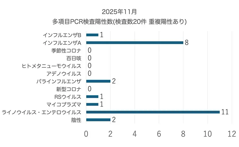多項目PCR検査陽性数（2025年11月）
